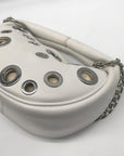 By Far Baby Cush Small White Pebbled Leather Zip Handbag