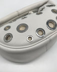 By Far Baby Cush Small White Pebbled Leather Zip Handbag