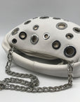 By Far Baby Cush Small White Pebbled Leather Zip Handbag