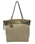 Coach Leather Snakeskin Emboss Beige Large Tote - F19696