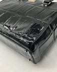 Kate Spade Black Crock-Embossed Patent Leather Shoulder Bag