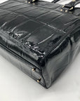 Kate Spade Black Crock-Embossed Patent Leather Shoulder Bag