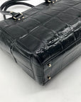 Kate Spade Black Crock-Embossed Patent Leather Shoulder Bag