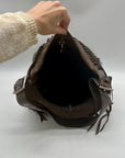 Coach Grey Leather And Suede Fringe Shoulder Bag