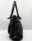 Pulicati Black Pebbled Leather Convertible Satchel Bag
