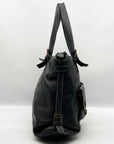 Pulicati Black Pebbled Leather Convertible Satchel Bag