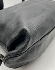 Pulicati Black Pebbled Leather Convertible Satchel Bag
