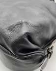 Pulicati Black Pebbled Leather Convertible Satchel Bag