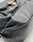 Pulicati Black Pebbled Leather Convertible Satchel Bag