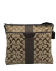 Coach Brown & Tan Jacquard Canvas Signature Stripe Crossbody Bag F28502