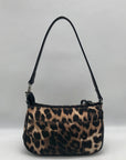 Nine West Brown Leopard Print Nylon Mini Shoulder Bag