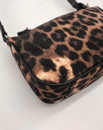 Nine West Brown Leopard Print Nylon Mini Shoulder Bag