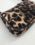 Nine West Brown Leopard Print Nylon Mini Shoulder Bag
