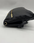 Tory Burch Black Pebbled Leather Bombe Fold-Over Clutch/Crossbody Bag