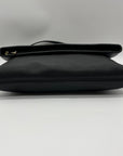 Tory Burch Black Pebbled Leather Bombe Fold-Over Clutch/Crossbody Bag
