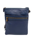 Giani Bernini Blue Pebble Leather Triple Zip Dasher Crossbody Bag
