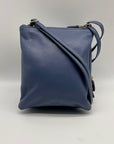 Giani Bernini Blue Pebble Leather Triple Zip Dasher Crossbody Bag