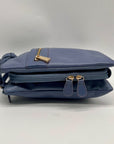 Giani Bernini Blue Pebble Leather Triple Zip Dasher Crossbody Bag