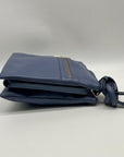 Giani Bernini Blue Pebble Leather Triple Zip Dasher Crossbody Bag