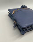 Giani Bernini Blue Pebble Leather Triple Zip Dasher Crossbody Bag