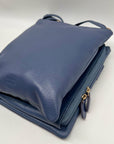 Giani Bernini Blue Pebble Leather Triple Zip Dasher Crossbody Bag