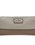 Kate Spade White and Tan Pebbled Leather Grove Street Neda Wallet
