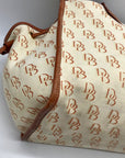 Dooney & Bourke Yellow/ Brown Monogram Canvas Tote With Wallet And Eyeglass Case