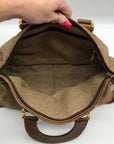 Borbonese Brown Suede Redwall Quail Print Satchel Bag