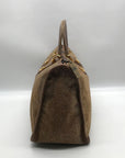Borbonese Brown Suede Redwall Quail Print Satchel Bag