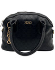 XOXO Black Faux Leather Logo Embossed Satchel Bag