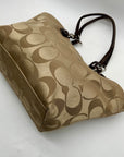 Coach Beige Monogram Print Fabric Tote Bag -F16175