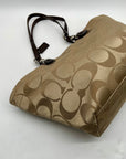 Coach Beige Monogram Print Fabric Tote Bag -F16175