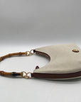 Giani Bernini Cream Linen Bamboo Handle Hobo Bag