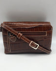 Brighton Brown Croc Embossed Leather Convertible Wallet