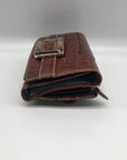 Brighton Brown Croc Embossed Leather Convertible Wallet