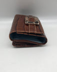 Brighton Brown Croc Embossed Leather Convertible Wallet