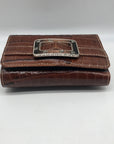 Brighton Brown Croc Embossed Leather Convertible Wallet