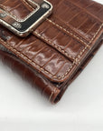 Brighton Brown Croc Embossed Leather Convertible Wallet