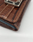 Brighton Brown Croc Embossed Leather Convertible Wallet