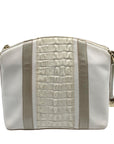 Brahmin White and Macaroon Lady Vineyard Croc Embossed Mini Duxbury Bag