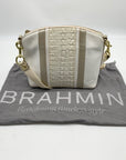 Brahmin White and Macaroon Lady Vineyard Croc Embossed Mini Duxbury Bag