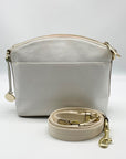 Brahmin White and Macaroon Lady Vineyard Croc Embossed Mini Duxbury Bag