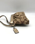 Coach Gold & Brown Signature Jacquard Canvas Wristlet