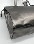 Guess Silver Faux Leather Delaney Small Classic Tote Bag