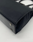 Donna Karan Black Satin & Embossed Leather Trim Crossbody Tote