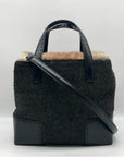 Cole Haan Black Wool Rabbit Fur Leather Tote Bag