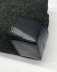 Cole Haan Black Wool Rabbit Fur Leather Tote Bag