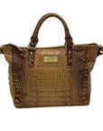 Brahmin Brown Croc-Embossed Leather Arno Satchel