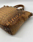 Brahmin Brown Croc-Embossed Leather Arno Satchel