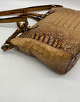 Brahmin Brown Croc-Embossed Leather Arno Satchel